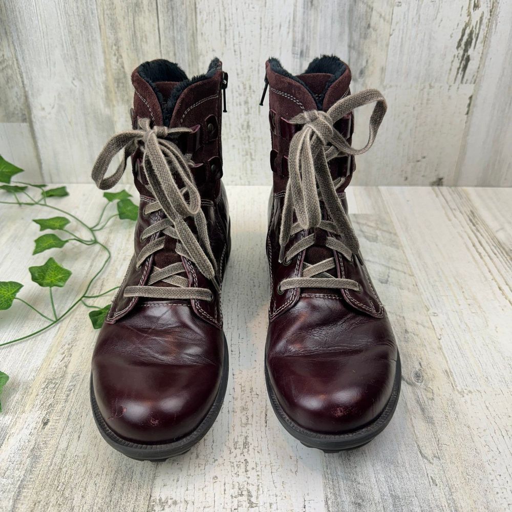 Josef Seibel Susie 01 Lace Up Ankle Boots, Red Bordeaux size 40/9.5 - Picture 2 of 12
